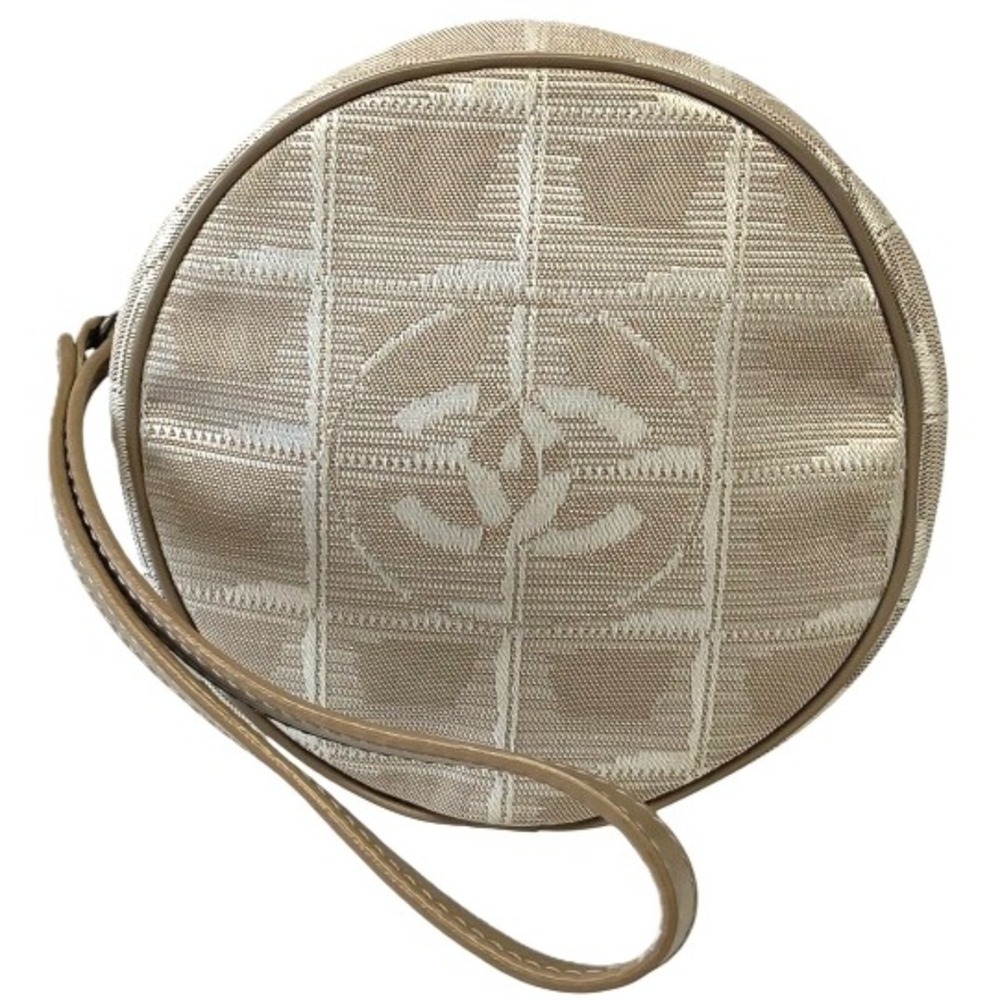 Chanel CHANEL Handbag Pouch New Travel Line Round Canvas Leather A17682